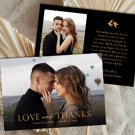 Cartão De Agradecimento Casamento Dourado e negro elegante | Aves