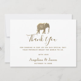 Cartão De Agradecimento Casamento Dourado Elegante Simples