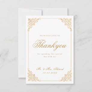 Cartão De Agradecimento Casamento Dourado islâmico muçulmano venenoso