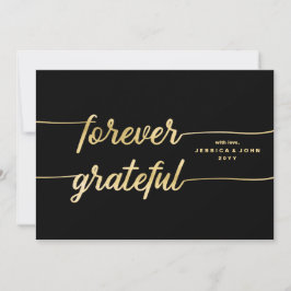 Cartão De Agradecimento Casamento Dourado para sempre grato da foto da