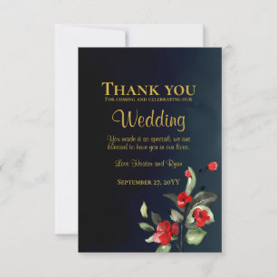 Cartão De Agradecimento Casamento Dourado Vermelho Vermelho Azul da Meia-N