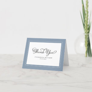 Cartão De Agradecimento Casamento Dusty Blue Modern Chic Borders