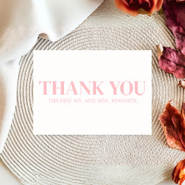 Cartão De Agradecimento Casamento Dusty Pink Monograma