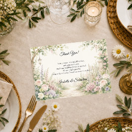 Cartão De Agradecimento Casamento Elegância Jardim Secreto Encantado
