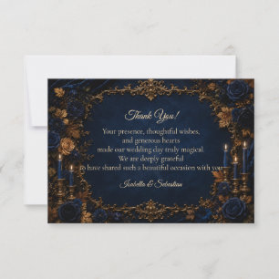 Cartão De Agradecimento Casamento Elegância Outono Meia-Noite Encantado