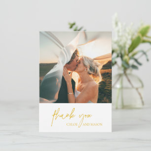 Cartão De Agradecimento Casamento Elegante Amarelo Chloe Mustard