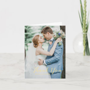 Cartão De Agradecimento Casamento Elegante Amarelo de Fotografia da Mantei
