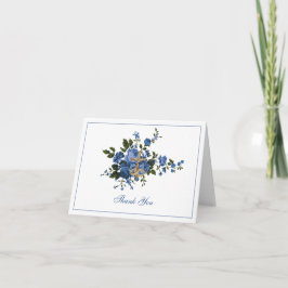 Cartão De Agradecimento Casamento Elegante Azul Floral Religioso