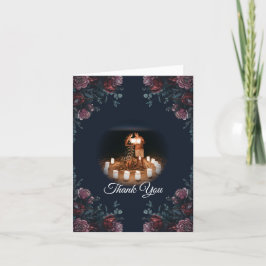 Cartão De Agradecimento Casamento Elegante Azul-Marinho Escuro