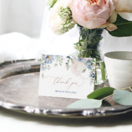 Cartão De Agradecimento Casamento Elegante Blue Hidrangea & Rosa