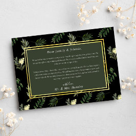 Cartão De Agradecimento Casamento Elegante Botânico Russo-Negro
