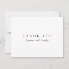 Cartão De Agradecimento Casamento Elegante Branco e Negro eterno