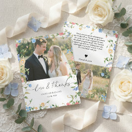 Cartão De Agradecimento Casamento Elegante com Flores Silvestres