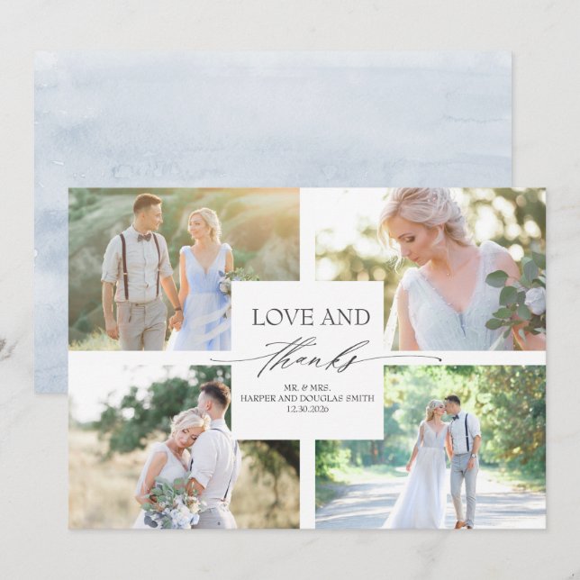 Cartão De Agradecimento Casamento Elegante Da Caligrafia Obrigado Foto (Frente/Verso)