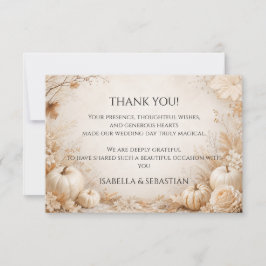 Cartão De Agradecimento Casamento Elegante de Abóbora de Outono