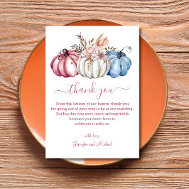 Cartão De Agradecimento casamento elegante de abóboras de aquarela do outo