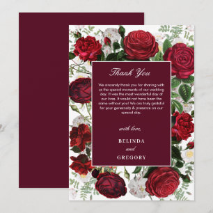 Cartão De Agradecimento Casamento Elegante De Aquarela Floral Moderna Burg