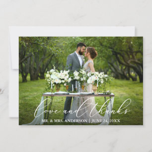 Cartão De Agradecimento Casamento Elegante de Caligrafia Obrigados