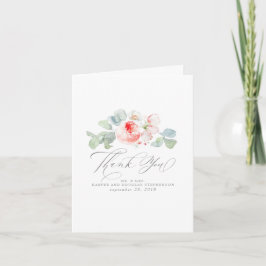 Cartão De Agradecimento Casamento Elegante De Flores Rosa Obrigado