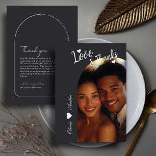 Cartão De Agradecimento Casamento Elegante de Foto de Arch Minimalista Mod