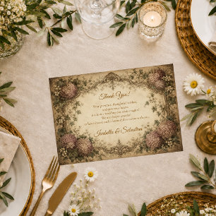 Cartão De Agradecimento Casamento Elegante de Hortênsias Vintage