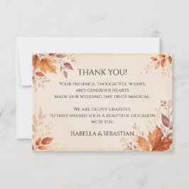Cartão De Agradecimento Casamento Elegante de Outono | Casamento Rústico d