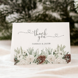 Cartão De Agradecimento Casamento Elegante De Pinheiro De Inverno