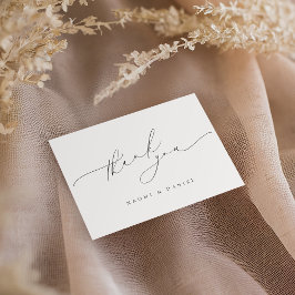 Cartão De Agradecimento Casamento Elegante De Script Chic Moderno Minimali