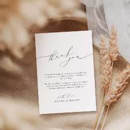 Cartão De Agradecimento Casamento Elegante De Script Chic Moderno Minimali