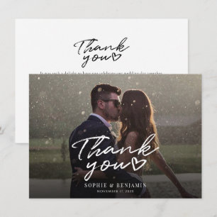 Cartão De Agradecimento Casamento Elegante De Script De Foto