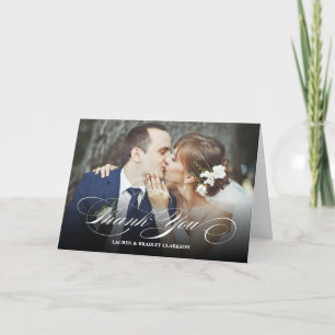 Cartão De Agradecimento Casamento Elegante De Script Obrigado. Colagem de 