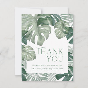 Cartão De Agradecimento Casamento Elegante de Verdura Tropical Obrigado