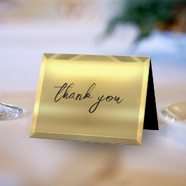 Cartão De Agradecimento Casamento Elegante do Bar Dourado
