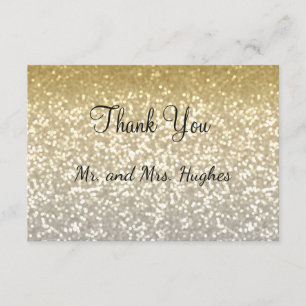 Cartão De Agradecimento Casamento elegante dos cristais do brilho do ouro