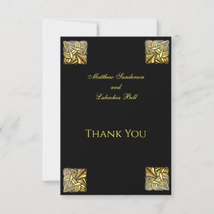Cartão De Agradecimento Casamento Elegante Dourado