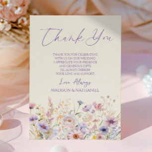 Cartão De Agradecimento Casamento Elegante em Campo de Flores Silvestres R