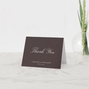 Cartão De Agradecimento Casamento Elegante Escrito Clássico Outono Marrom 