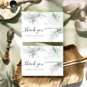 Cartão De Agradecimento Casamento Elegante Eucalyptus