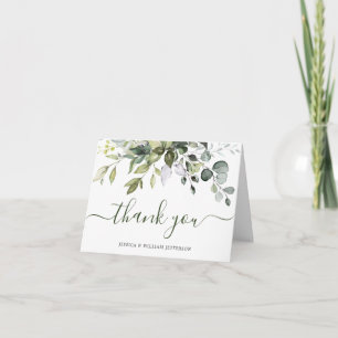 Cartão De Agradecimento Casamento Elegante Eucalyptus Greenery