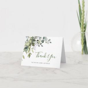 Cartão De Agradecimento Casamento Elegante Eucalyptus Greenery Watercolor