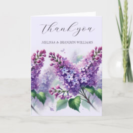 Cartão De Agradecimento Casamento Elegante Floral Púrpura Lilac Obrigado