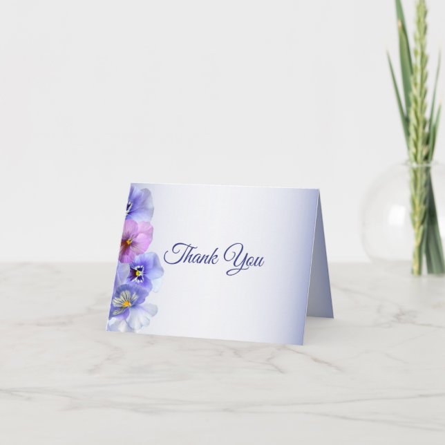 Cartão De Agradecimento Casamento Elegante Floral Púrpura Lilac Pansy Pans (Frente)