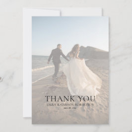 Cartão De Agradecimento Casamento Elegante Foto Desbotada Moderna Monogram