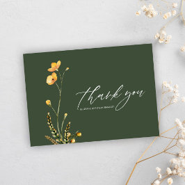 Cartão De Agradecimento Casamento Elegante Minimalista Verde-Russo Moderno