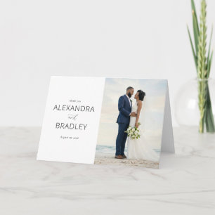 Cartão De Agradecimento Casamento Elegante na Praia Branca