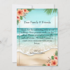 Cartão De Agradecimento Casamento Elegante na Praia Tropical Havaiana