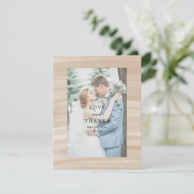 Cartão De Agradecimento Casamento Elegante Neutral De Chic Sandy Da Costa (Em pé/Frente)