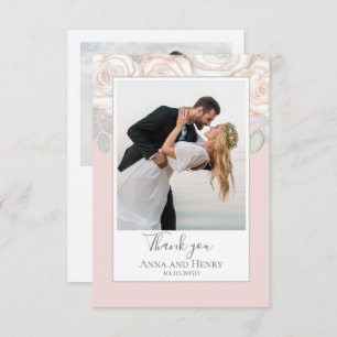 Cartão De Agradecimento Casamento Elegante Obrigado Floral Watercolor Blus
