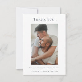 Cartão De Agradecimento Casamento Elegante Obrigado Foto Branco Azul