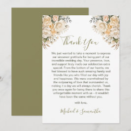 Cartão De Agradecimento Casamento Elegante Pérola Branca e Rosa Marfim